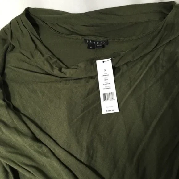 THEORY Lavanien Heart Mini Dress in Olive Vine - Picture 3 of 4